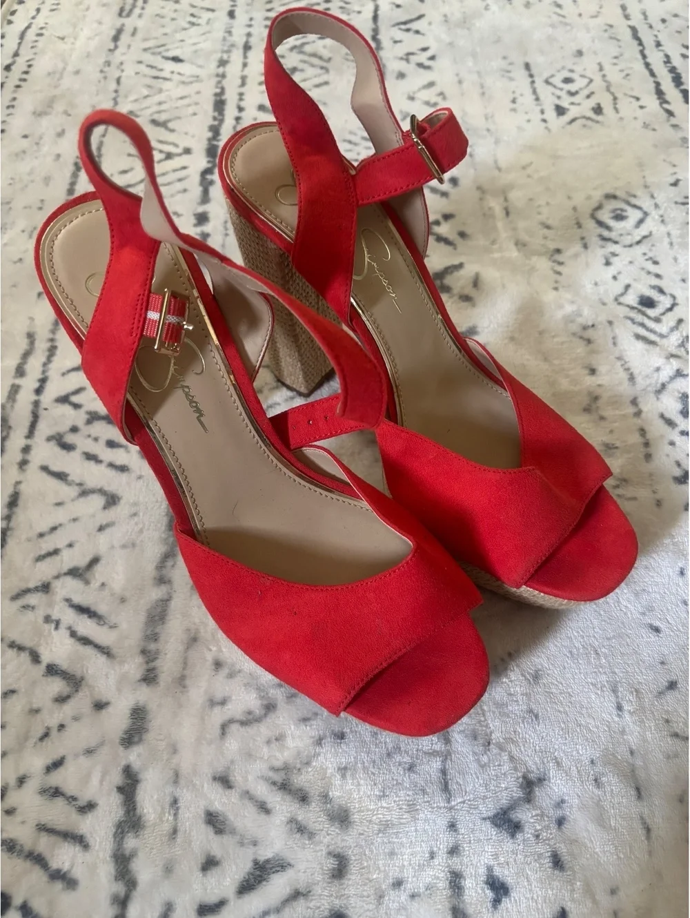 Jessica Simpson Red Suede Slingback Heels Size 10